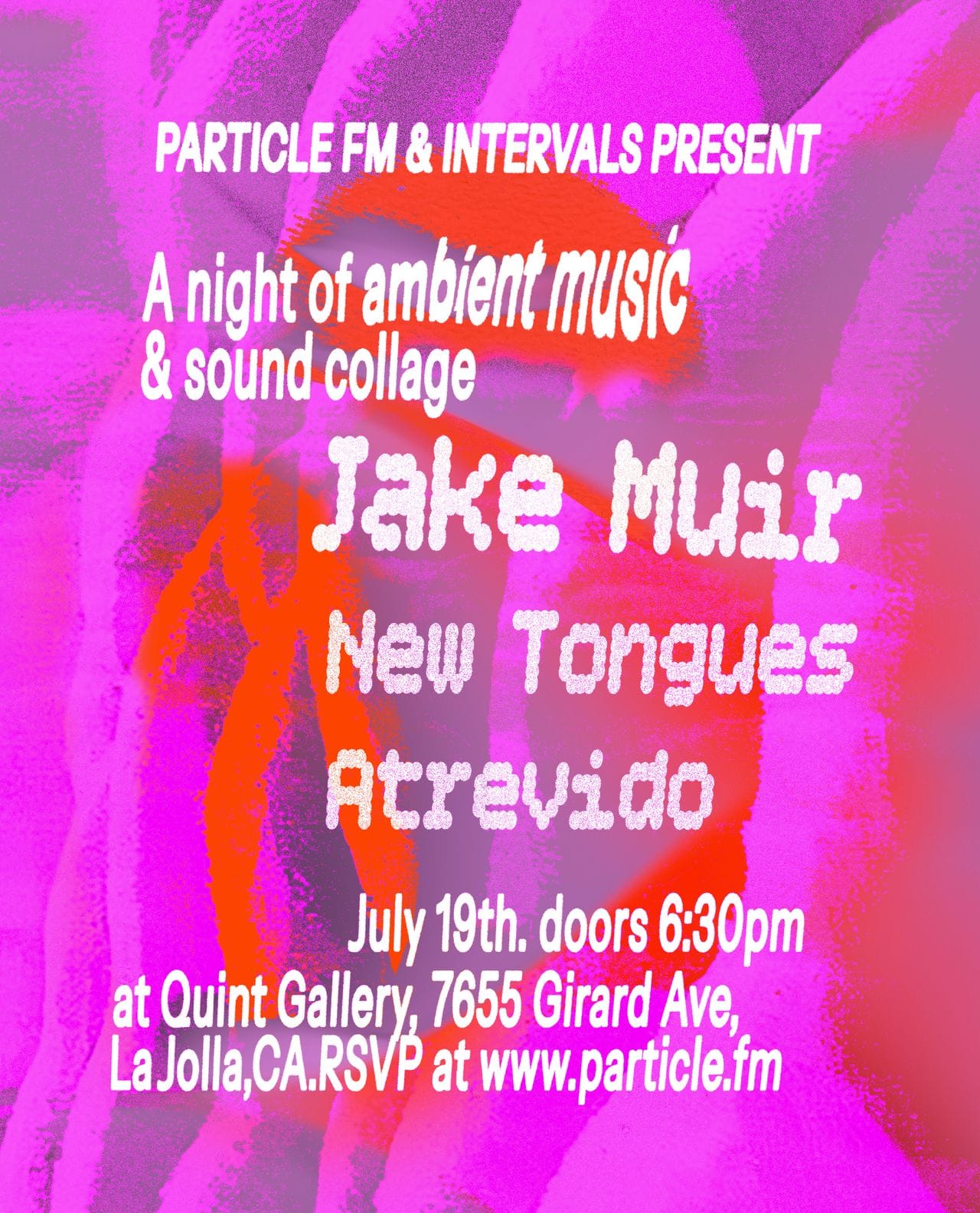 Jake Muir Flyer July 19th at 6:30pm at Quint Gallery
